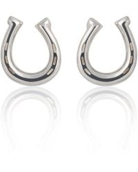Lily Charmed - Sterling Lucky Horseshoe Stud Earrings - Lyst