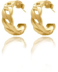 VIEA - Kalani Cuban Chain Statement Hoop Earrings - Lyst