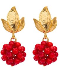 Kybele Studio - Berry Cluster Earrings With Leaf Design - Lyst