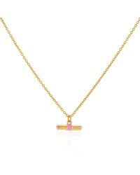 Auree - Havana & Flamingo Enamel T-Bar Necklace - Lyst