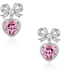 Santinni - Princess Bow & Crystal Heart Silver Earrings - Lyst