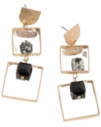 Saachi - Bead And Stone Square Dangle Earrings - Lyst