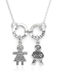 Unaloe - Sterling Necklace With Boy And Girl Pendants - Lyst