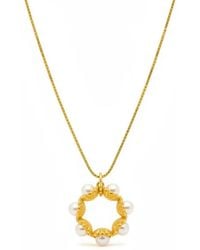Angel Barocco - Pearl Circle Pendant Necklace - Lyst
