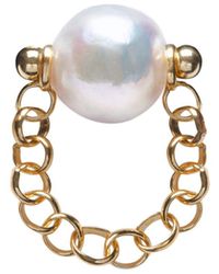 Ora Pearls - Auria White Pearl Chain Ring - Lyst