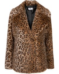 ISSY LONDON - Neutrals Lena Leopard Faux Fur Jacket - Lyst