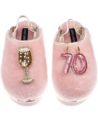 Laines London - Flatform Cloud Closed Toe Slippers With 70Th Birthday & Champagne Glass Brooches - Lyst
