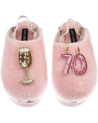 Laines London - Flatform Cloud Closed Toe Slippers With 70Th Birthday & Champagne Glass Brooches - Lyst