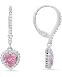 Kylie Harper - June Sapphire Birthstone Heart-Cut Halo Leverback Earrings - Lyst