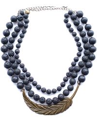 Way to Chic - Lava Necklace With Brass Central Pendant - Lyst