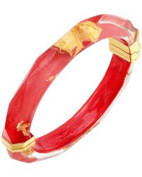 Gold & Honey - 24K Leaf Lucite Bangle - Lyst