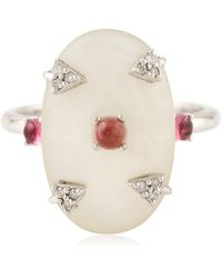 Artisan - Mother Of Pearl, Tourmaline & Diamond Ring - Lyst
