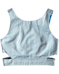 L2R THE LABEL - Denim Crop Top With Cut Outs In Washed - Lyst