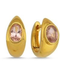 LINYA JEWELLERY - Lina Drop Stone Huggie Earrings - Lyst