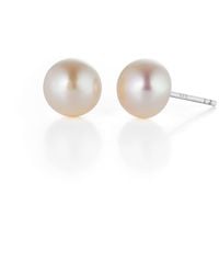 Nellou Jewellery - Large Pearl Button Stud Earrings - Lyst