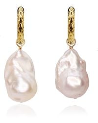 Marquise Swim - Earrings Hoop Baroque Pearl - Lyst