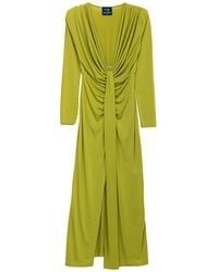 Tantra Spain Sl - Solid Draped Maxi Dress With V Neck And Long Sleeves - Lyst