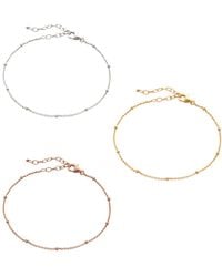 Spero London - Rose Bead Curb Chain Sterling Adjustable Satellite Bracelet - Lyst