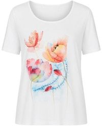 Conquista - Neutrals Jersey Top With Multicoloured Print - Lyst