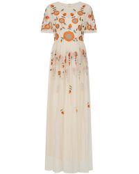 Frock and Frill - Neutrals Saffron Cream Floral Embroidered Maxi Dress - Lyst