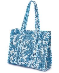 At Last - Cotton Tote Bag In Sky & White - Lyst
