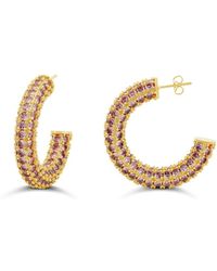 SHYMI - Colored Crystal Pave Hoop Earrings - Lyst