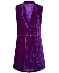 At Last - Long Silk Velvet Waistcoat In Violet - Lyst