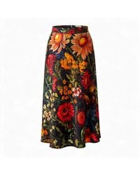 Janara Jones - Floral Garden A Line Midi Jigsaw Skirt - Lyst