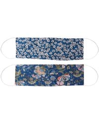 Rumour London Pack Of 2 Silk Face Masks With Integrated Filter In Liberty Fabric, Set 2 - Blue