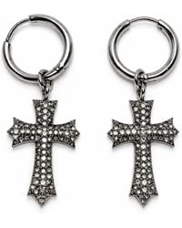 Jagged Halo Jewelry - Devotion Cross Hoop Earrings Stainless Steel Plated - Lyst