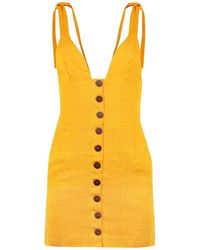 blonde gone rogue - Linen Mini Dress, Upcycled Linen, In Yellow - Lyst