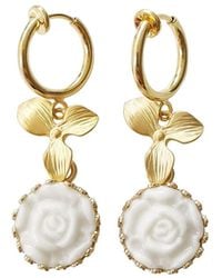 POPORCELAIN - Mini Porcelain Moonlight Rose Clip-On Earrings - Lyst