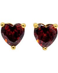 Harfi - Garnet Heart January Birthstone Stud Earrings - Lyst