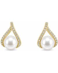 Angel Barocco - Freshwater Pearl Crystal Teardrop Stud Earrings - Lyst