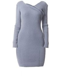 Sour Figs - Asymmetric Slant Band Knit Midi Dress - Lyst
