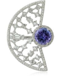 Artisan - Natural Tanzanite Designer Cocktail Ring 18k White Gold - Lyst