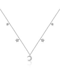 Genevieve Collection - 18K Moon & Star Shape Diamond Necklace Choker - Lyst