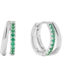 Vanhi - Kira Crystal Double Hoop Huggies - Lyst