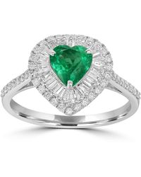 Artisan - Heart Shape Emerald & Diamond Halo Ring - Lyst