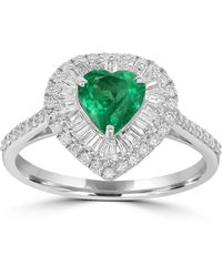 Artisan - Baguette Cut Diamond & Emerald Heart Cocktail Ring - Lyst