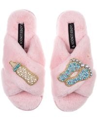 Laines London - Classic Laines Slippers With New Baby Boy Brooches - Lyst