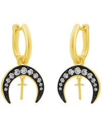 Artisan - 14K Diamond Crescent Moon & Sword Hoop Earrings - Lyst
