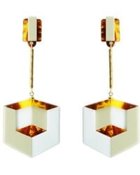 Gissa Bicalho - Neutrals Handmade Acrylic Earring Double Cube Caramel Granite - Lyst