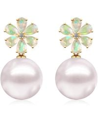 Kai Fine Jewelry - Solid Natural Opal, Diamond & Freshwater Pearl Convertible Flora Drop Earrings - Lyst