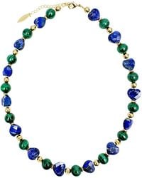 Farra - Heart-Shaped Lapis With Round Malachite Statement Necklace - Lyst