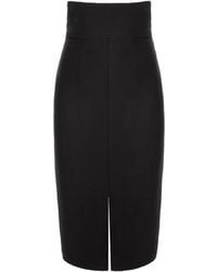 AVENUE No.29 - Wool Midi Skirt With Front Slit - Lyst