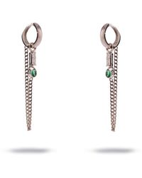 Ebru Jewelry - Emerald Drop Chain Drape Sterling Huggie Earrings - Lyst