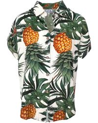 L2R THE LABEL - Leaves & Pineapple Print Linen Short-Sleeved Shirt - Lyst