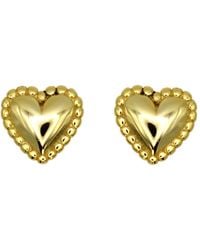 VicStoneNYC Fine Jewelry - 14K Lovely Heart Stud Solid Earrings - Lyst