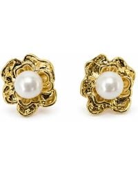 Angel Barocco - Freshwater Pearl Sculpted Flower Stud Earrings - Lyst